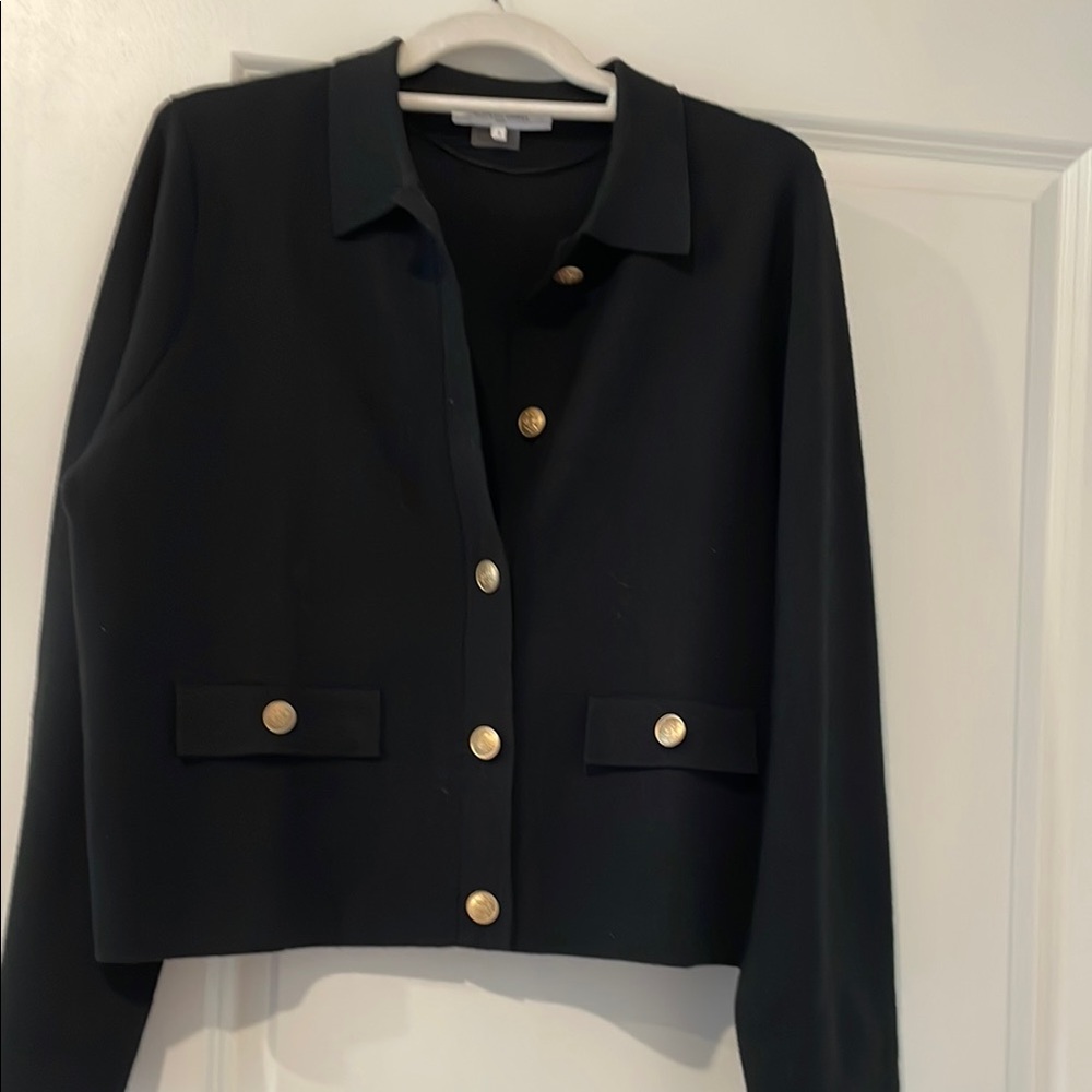 Elegant Black Jacket with Gold Buttons